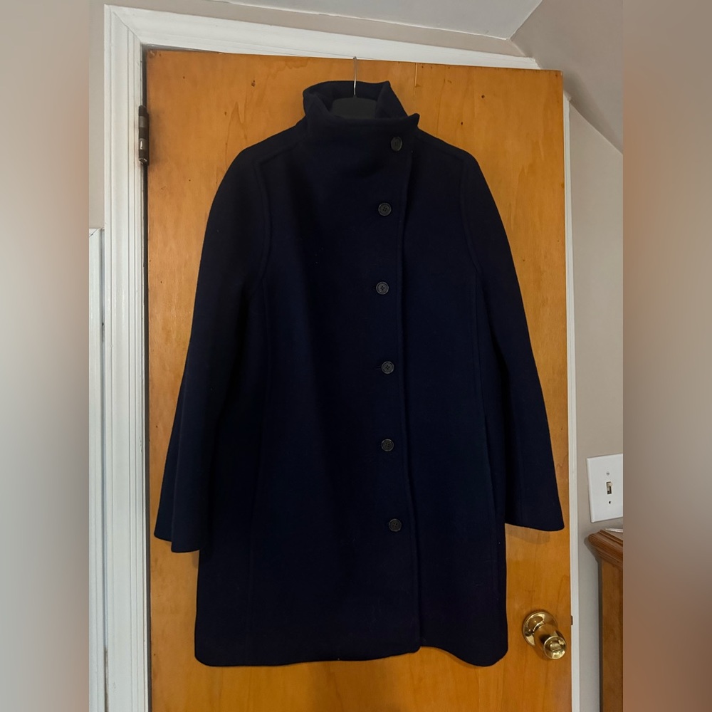 J. Crew Villa Coat in Italian Stadium Wool Cloth in Navy!
